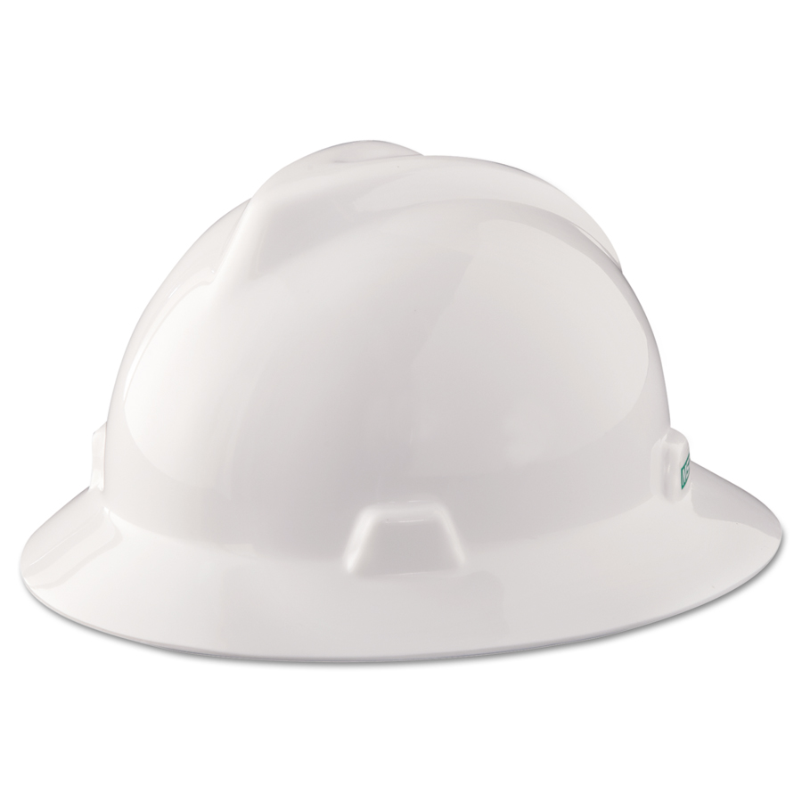 MSA 454733 V-Gard Full Brim White Hard Hat with Staz-On Suspension