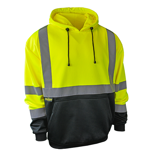 Radians SJ02B-3 Class 3 HiViz Lime with Black Bottom Hooded Sweatshirt