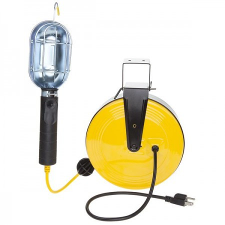 Bayco SL-851 Incandescent Work Light w/Metal Guard on 50ft Metal Reel -  Industrial Safety Products