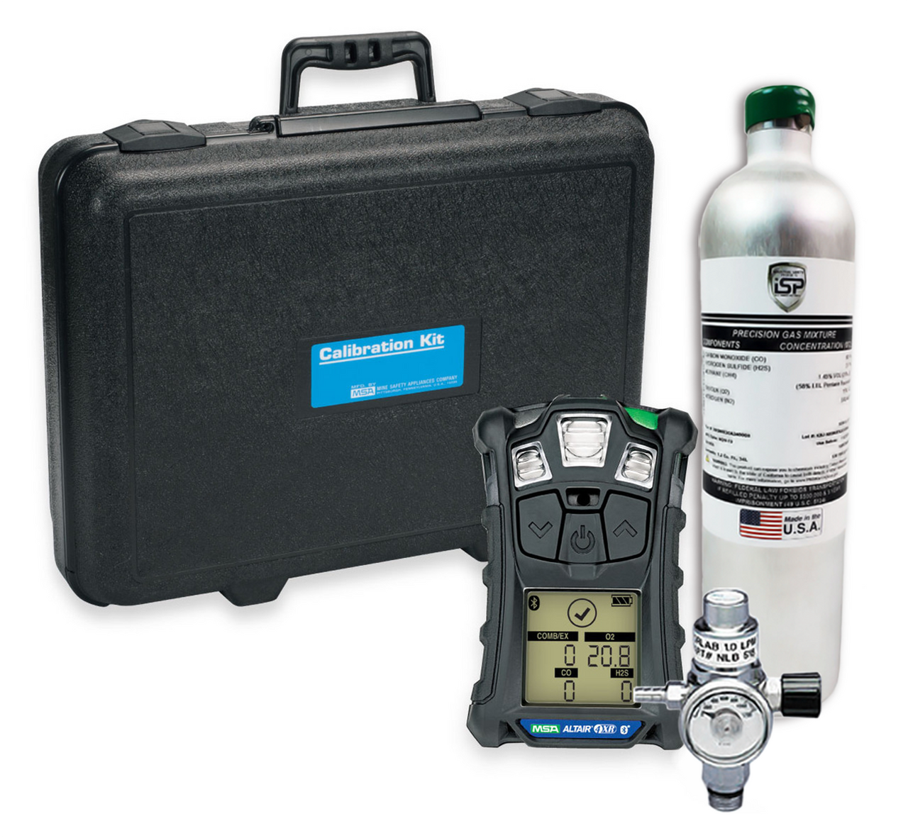 MSA ALTAIR 4XR (LEL, O2, H2S & CO) 4-gas with Case and 34L Gas Cylinder with Regulator