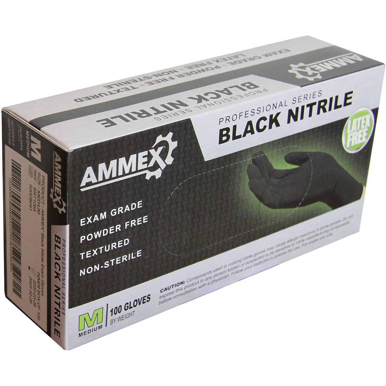 ammex black nitrile gloves medium