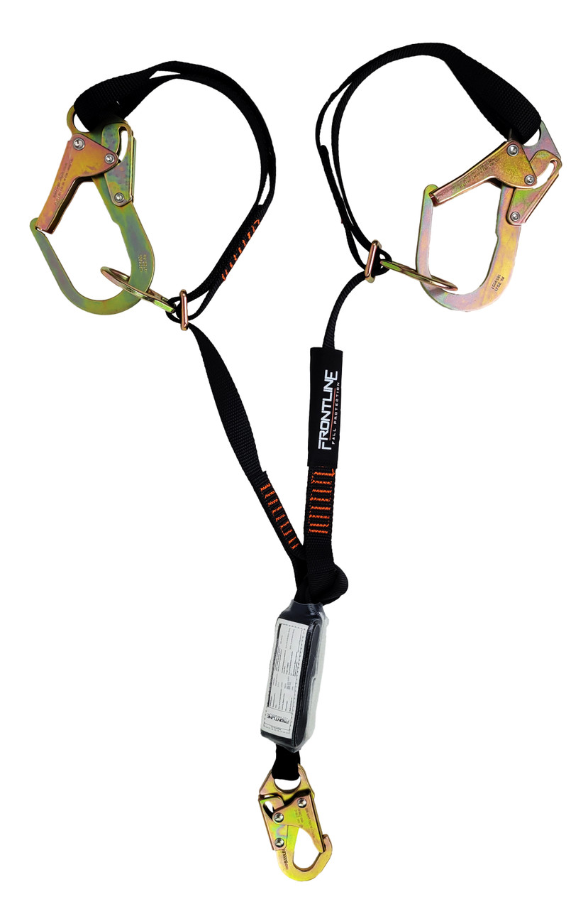 Twin Leg Fall Arrest Lanyard with Rebar Hooks