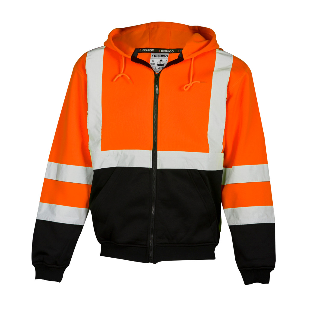 Kishigo JS103 Orange Hoodie Sweatshirt with Zipper