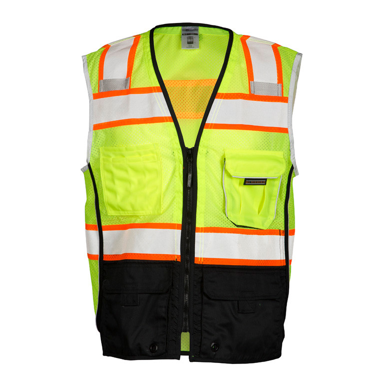 ML Kishigo 1515 Black Bottom Lime Safety Vest Style Class 2