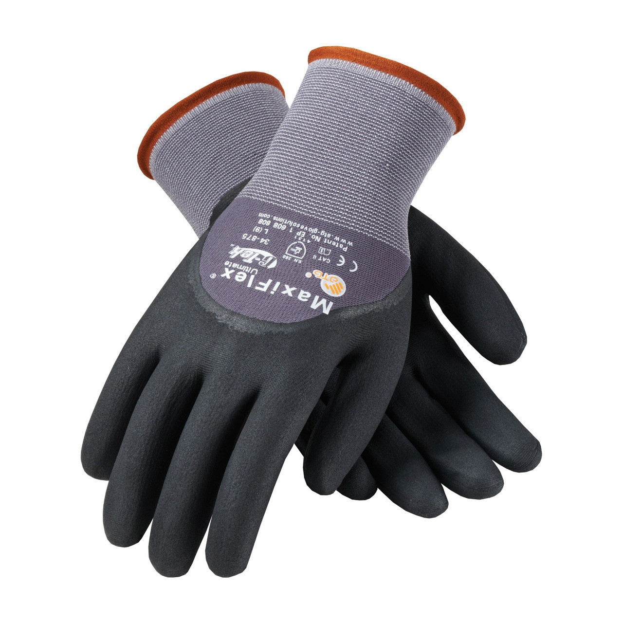 MaxiFlex 34-875 Gloves Micro-Foam Grip Palm Fingers Knuckles (Dozen)