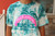 Front detail of Teal Crystal Tie-Dye Tee.