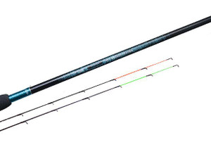 Drennan International Drennan Vertex 12ft Medium Feeder, fishing rod with multiple sections and colored tips for precision fishing.