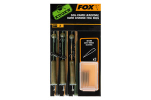 Fox Edges 50lb Camo Leadcore Kwik Change Heli Rigs CAC755 Hooked Tackle