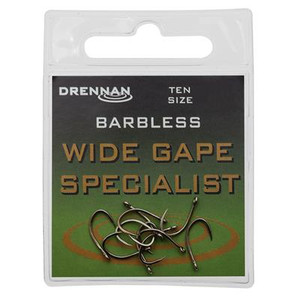 Drennan Eyed Wide Gape Specialist Hooks - Barbless