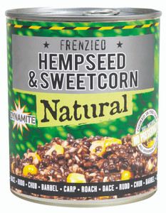 700g tin of Dynamite Frenzied Hempseed and Sweetcorn for fishing.
