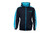 Drennan International Drennan Black Full Zip Hoody, black and blue fleece hoodie with front zipper, logo on chest, hood, and front pockets.