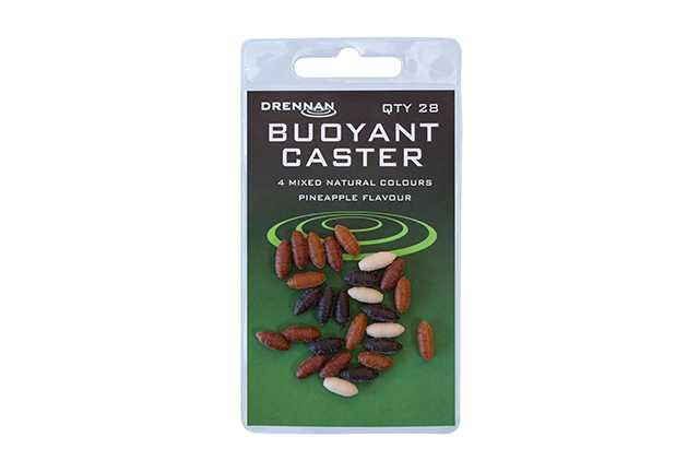 Drennan International Drennan Buoyant Casters, fishing bait attractors in various natural colors including pineapple flavor.