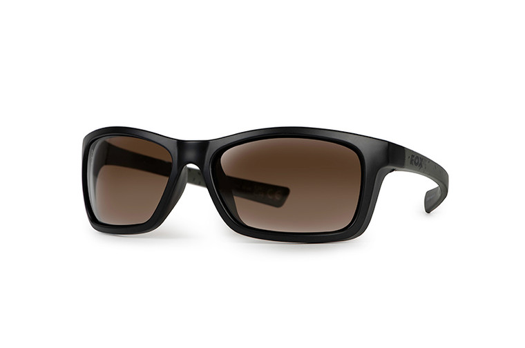 Fox Collection Wraps Green/Black (Brown Lens) Sunglasses
