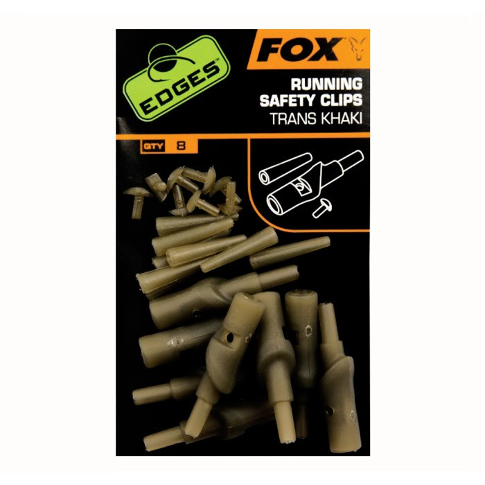 Fox Edges Running Safety Clips Trans Khaki CAC582 Hooked Tackle
