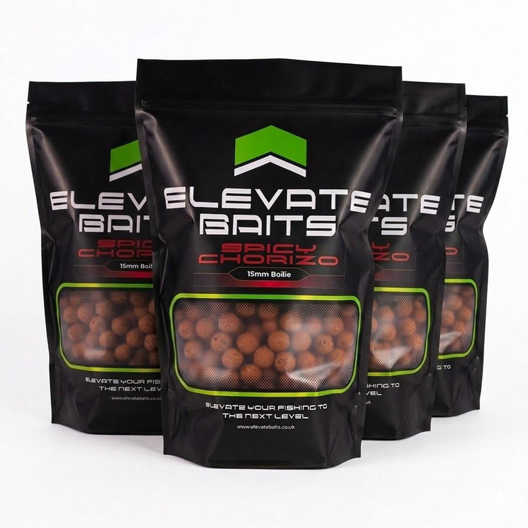  Elevate Baits Spicy Chorizo 15mm Boilies 20kg Bulk Box 