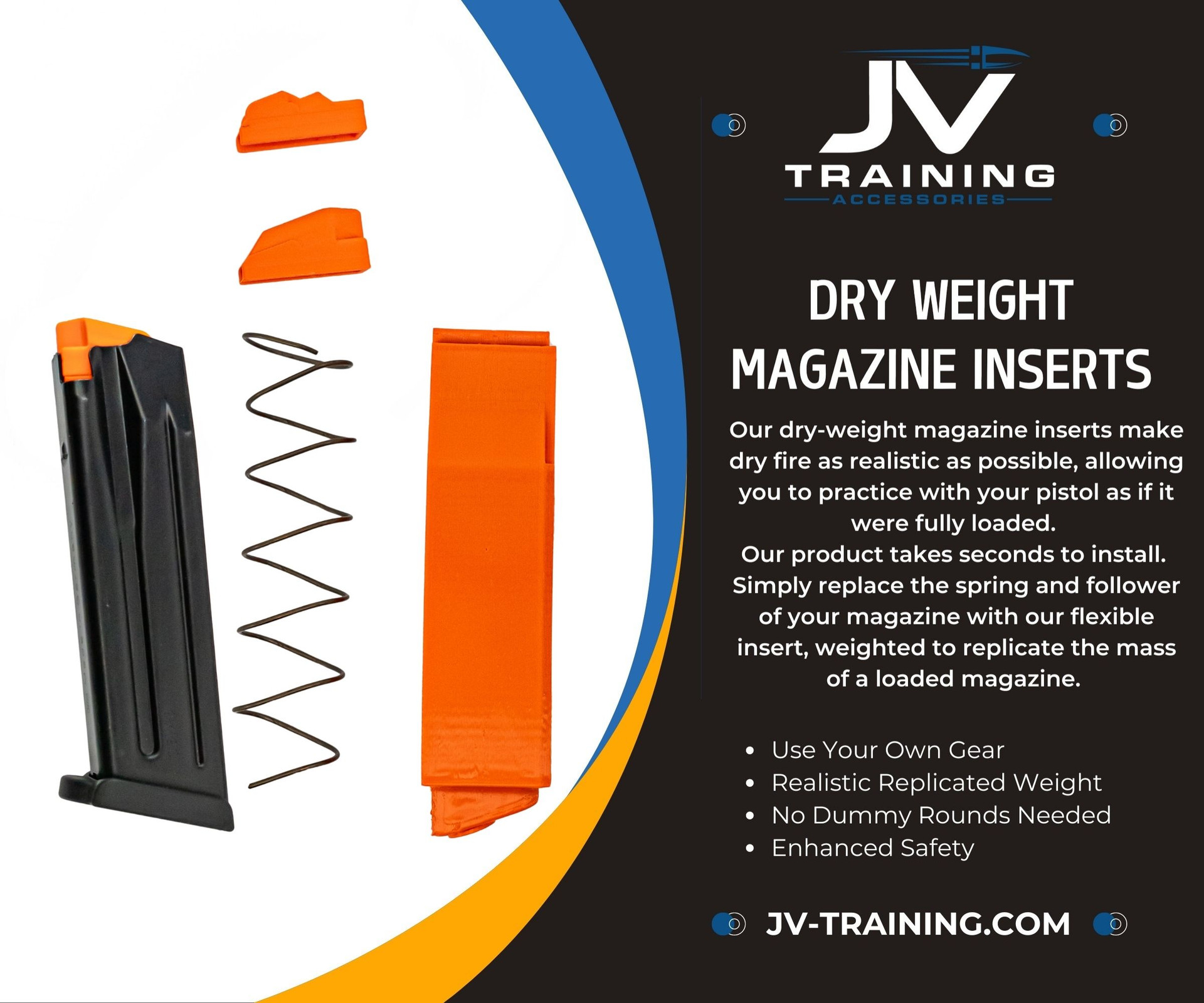 Dry Weight Magazine Inserts — replace your magazine spring and follower with a flexible weighted insert