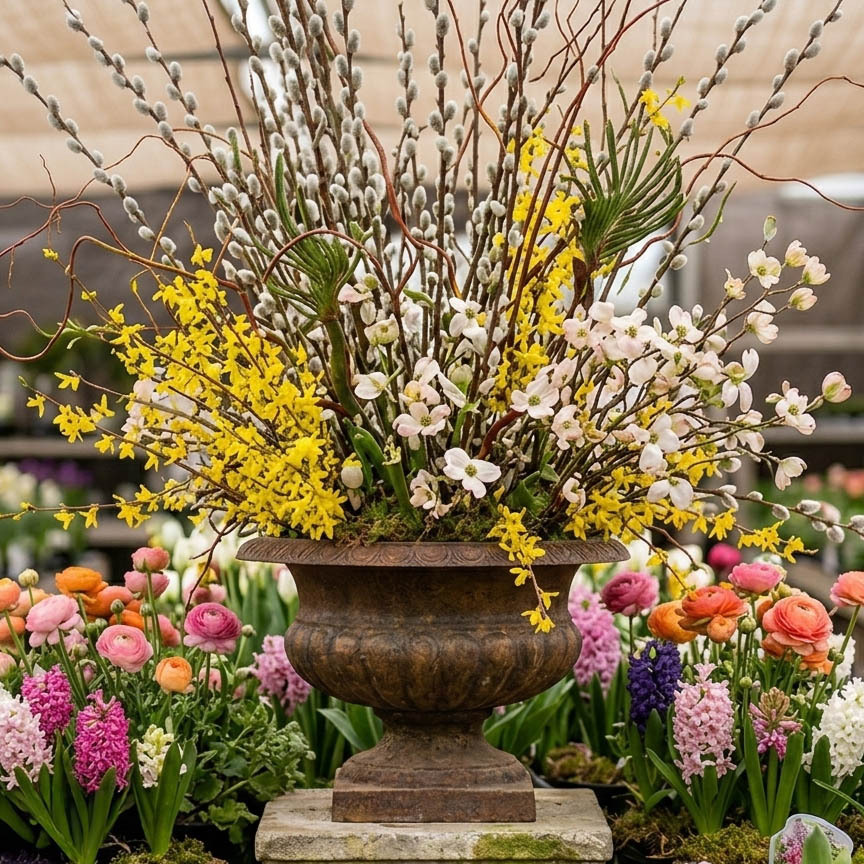 Spring Urn with Natural Branches