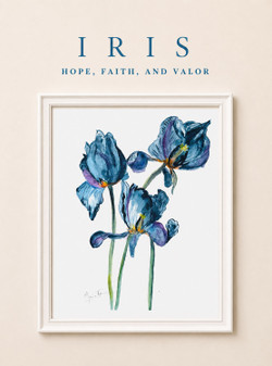 February Iris Birth Flower Watercolor Print – Graceful Elegance