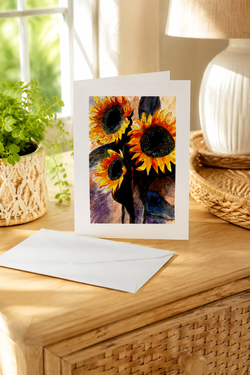 Colorful Sunflower Watercolor Greeting Card – 5x7