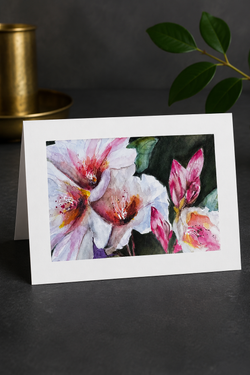 Pink Rhododendron Watercolor Greeting Card