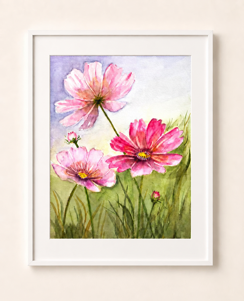 October Cosmos Birth Flower Watercolor Print – Precious Pleasure