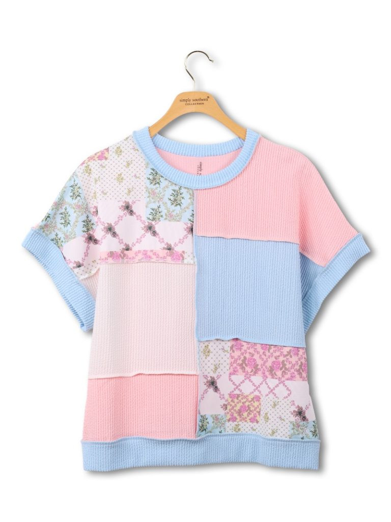 トップス Embroidery Patchwork Shirts 0126-TEE-CRD-PATCH-TDLPT - Simply Southern