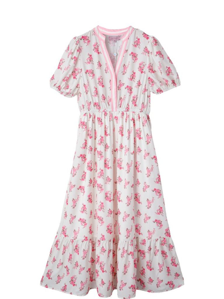 prim linen dress Baltic Born Womens Prim Pleated Dress | Black Print main image 1