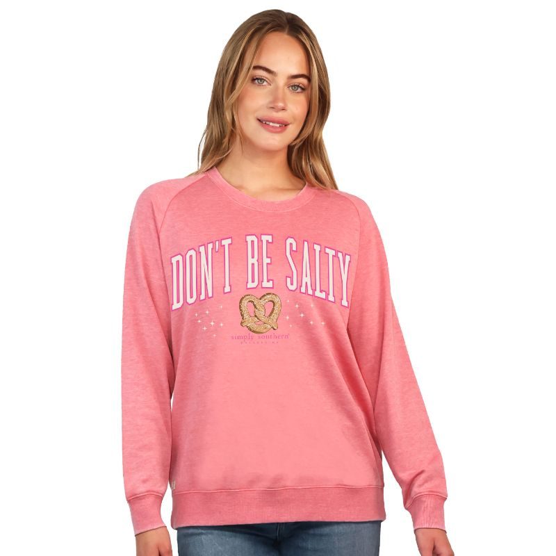 Simply Southern Distressed Happy Pullover Jersey Sweatshirt