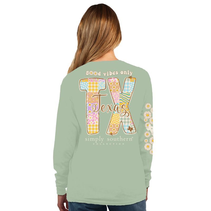 Simply Southern | Tennessee Good Vibes Only | Preppy and Stylish Women's  Sage Relaxed-Fit Long Sleeve T-Shirt