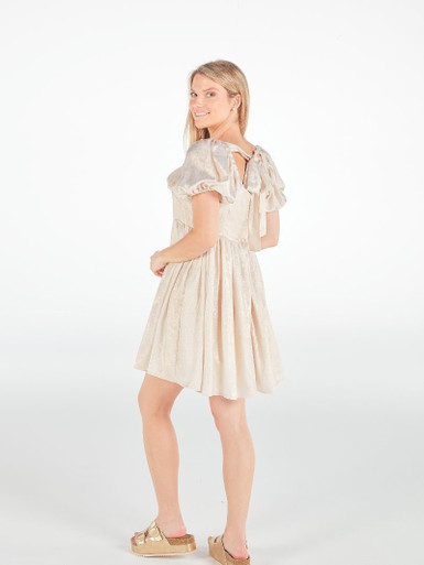 【RONRON】RIBBON BOW HALF SLEEVE DRESS 4色 DRESS - RONRON 론론