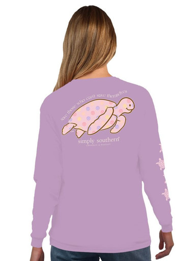 Simply Southern Turtle Tracker Happy Long Sleeve T-Shirt Small / Lilac