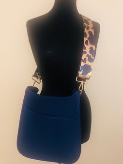 Navy- Navy and Cognac Leopard Strap