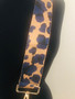 Navy and Cognac Leopard Print Strap Gold Hardware