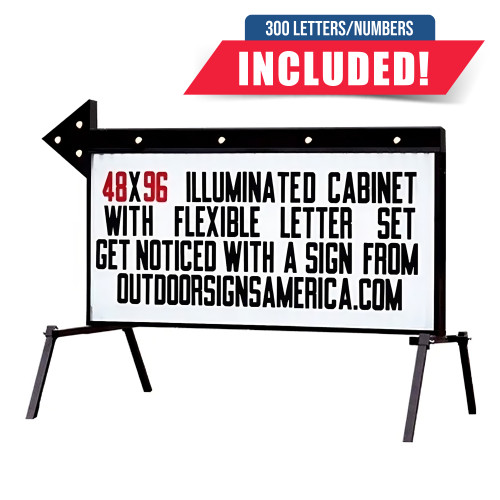 4' x 8' Illuminated Flashing Arrow Sign - Steel Cabinet