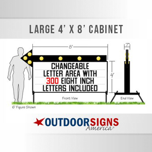 4' x 8' Illuminated Flashing Arrow Sign - Steel Cabinet 4' x 8' Illuminated Flashing Arrow Sign - Steel Cabinet
