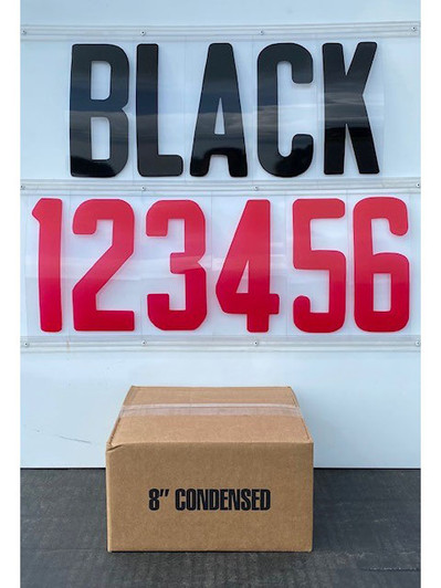 8" on 8-15/16" Flex Letter/Number Set - Black/Red 8" on 8-15/16" Flex Letter/Number Set - Black/Red