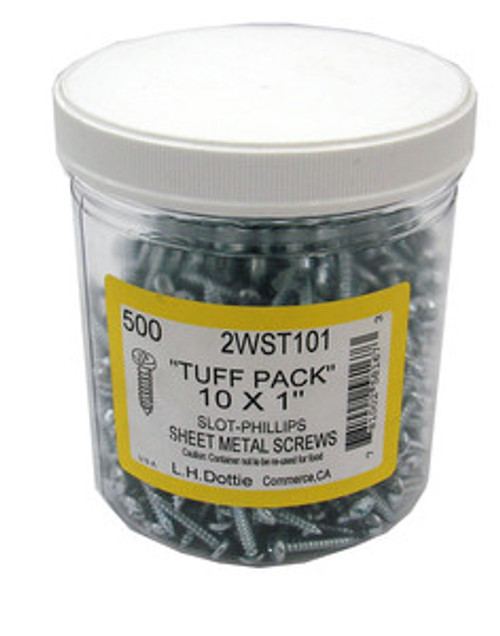 SHT MTL SLOT/PHLPS SCRW (500 PK) 10 X 1  2 WAY PAN HD.