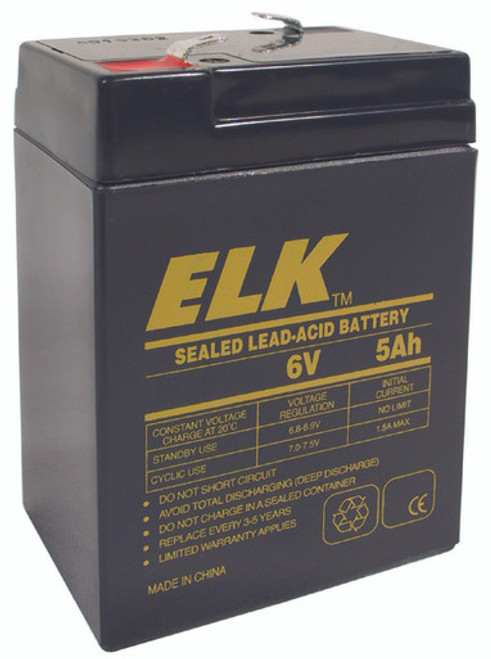 Elk Products ELK-0650 Sealed Lead Acid Battery, 6 V 5Ah