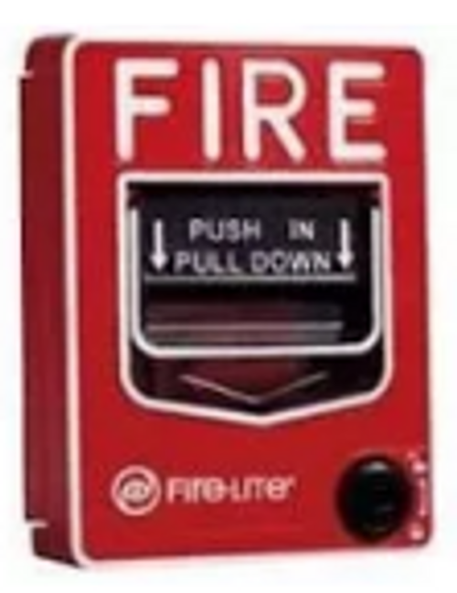 Fire-Lite BG-12LAO Fire Alarm Pull Station, Dual Action, SPST NO Switch, Key Lock, WP-10 Backbox