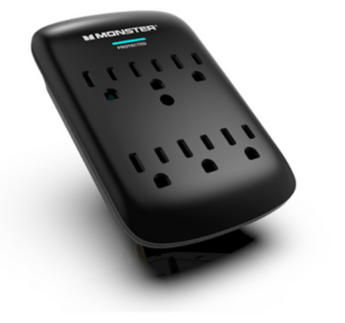 6-Outlet Wall Mount 120VAC Tap Bk