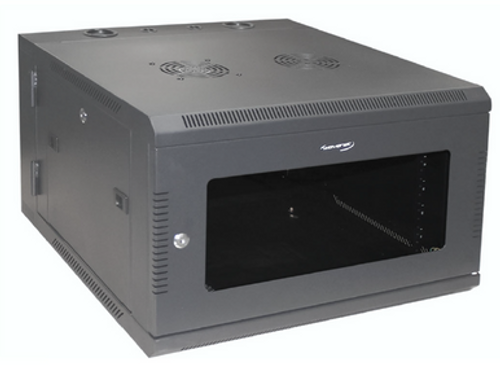 6U SwingOut Wall Mount Rack Fan GlsDoor Bk