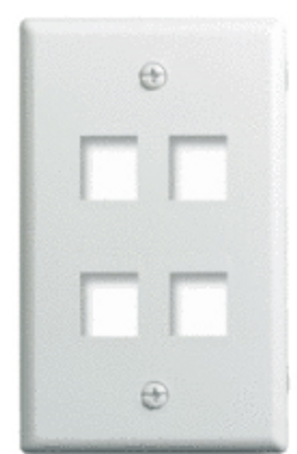 1-Gang 4-Port Std Wallplate Wh .
