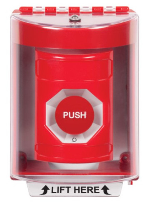 Surface Mount Stopper Station Red with Cover Turn to Reset No Text