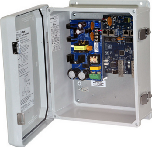 OD Managed PoE+ Hardened Switch 4 Port PoE+ & 2 GB SFP In NEMA IP66 Encl.