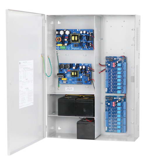 16 Channel Access Control Power Supply with Dual 12/24VDC 3.5-Amp Chargers PTC Fused Wall Mount 115VAC