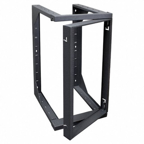 Wall Mount Open Frame Swing Out Rack, 20RU, 12-24 Tapped Rails, 18" Deep, Black