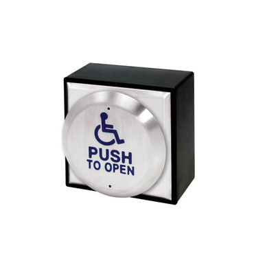 2-Gang Flush Mount 4.5" Round REX Push Plate with Plastic Surface Mount Backbox PUSH TO OPEN SS