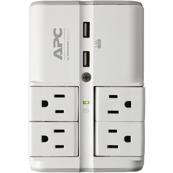 Essential SurgeArrest(R) 4-Rotating-Outlets Wall Tap with 2 USB Charging Ports - APC PE4WRU3