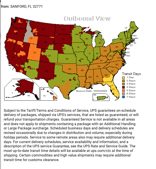 UPS GROUND MAP 