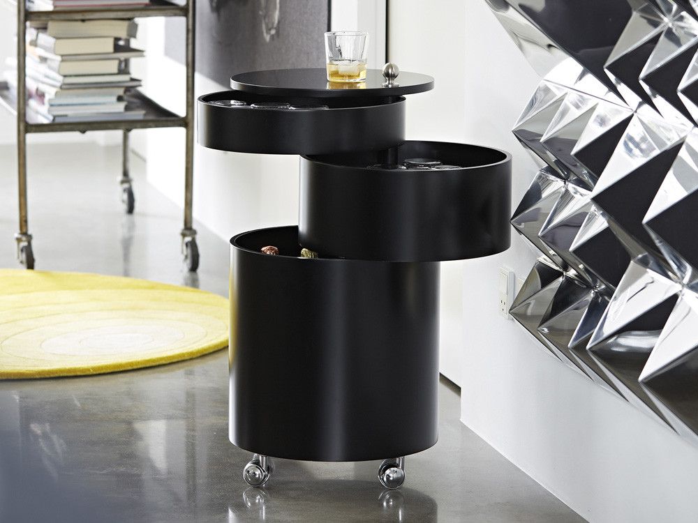 Verpan Barboy Side Table and Mobile Storage Unit by Verner Panton - Black